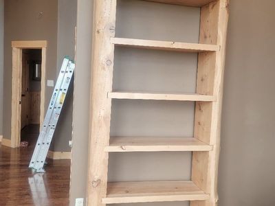 Rustic Log Wood Bookshelves / Display Shelving Units (2)