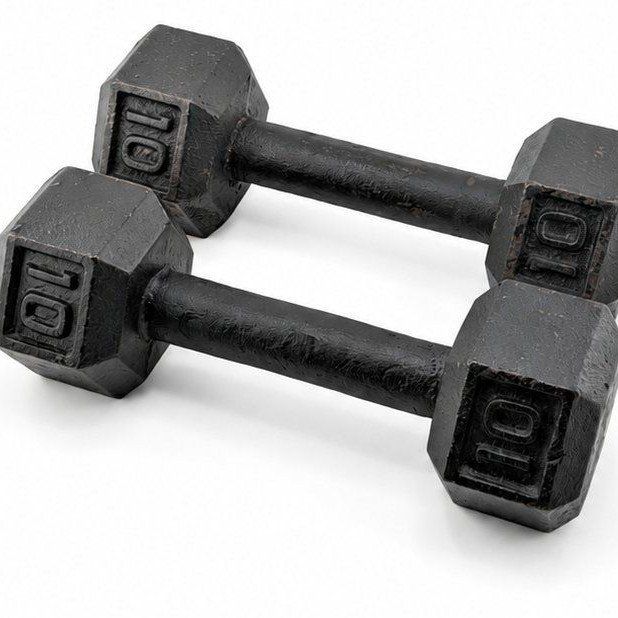 Pair of 10 lb Hex Cast Iron Dumbbells - Ideal for Home Gym Workouts
