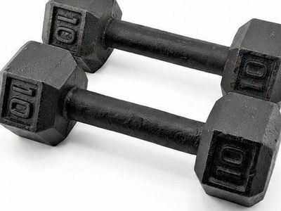 Pair of 10 lb Hex Cast Iron Dumbbells - Ideal for Home Gym Workouts
