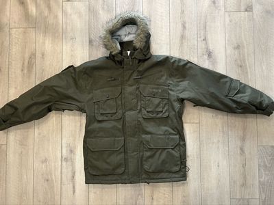 HELIX Men's Green Faux Fur Hooded Winter Parka Jacket - Size XL