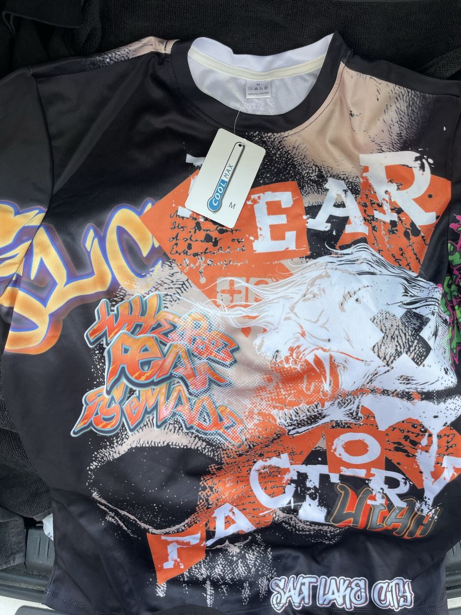 Fear Factory Salt Lake City Graphic Tee Men's M Black Orange Cool Max Fabric New with Tags