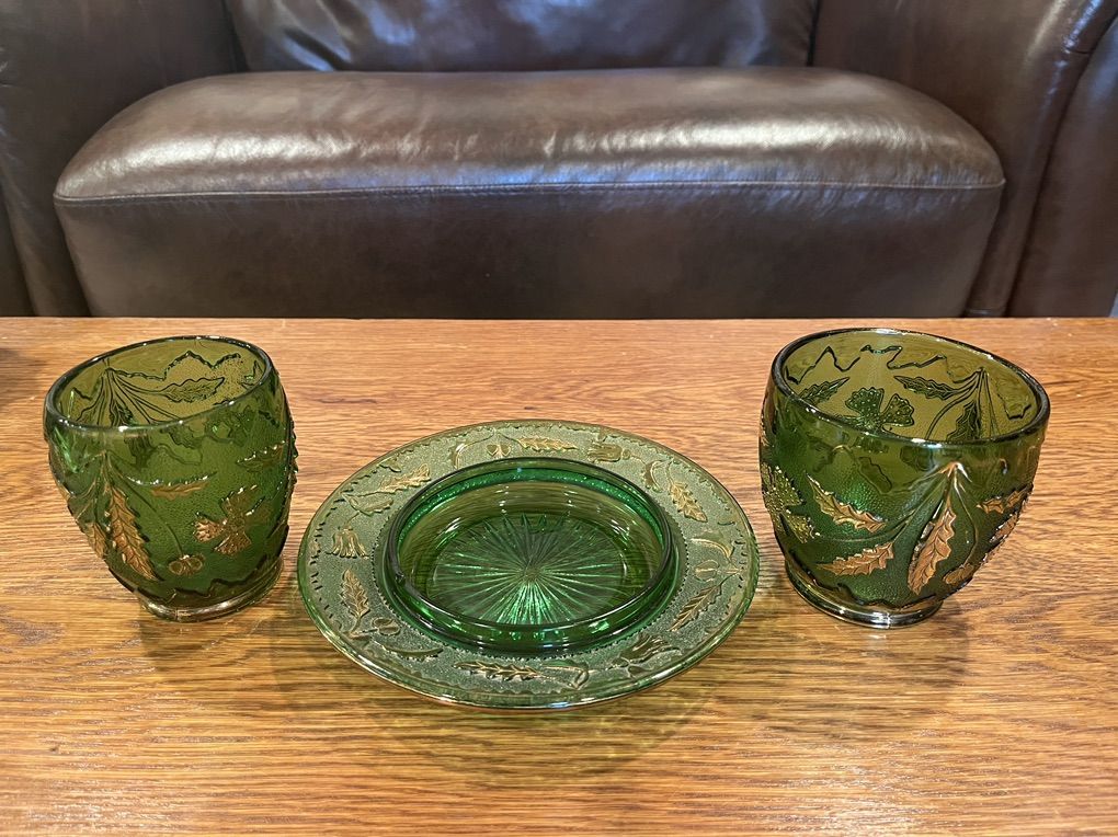 Set of Three - Emerald Green Delaware Glassware