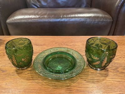 Set of Three - Emerald Green Delaware Glassware