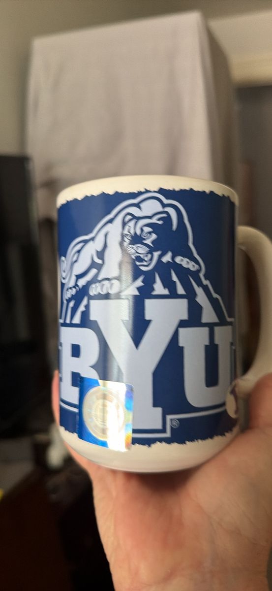 BYU Cougars Blue & White Logo Ceramic Coffee Mug - Collegiate Collectible