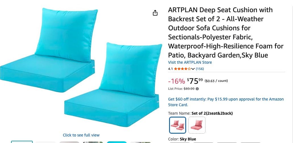 NEW--OUTDOOR CHAIR CUSHIONS