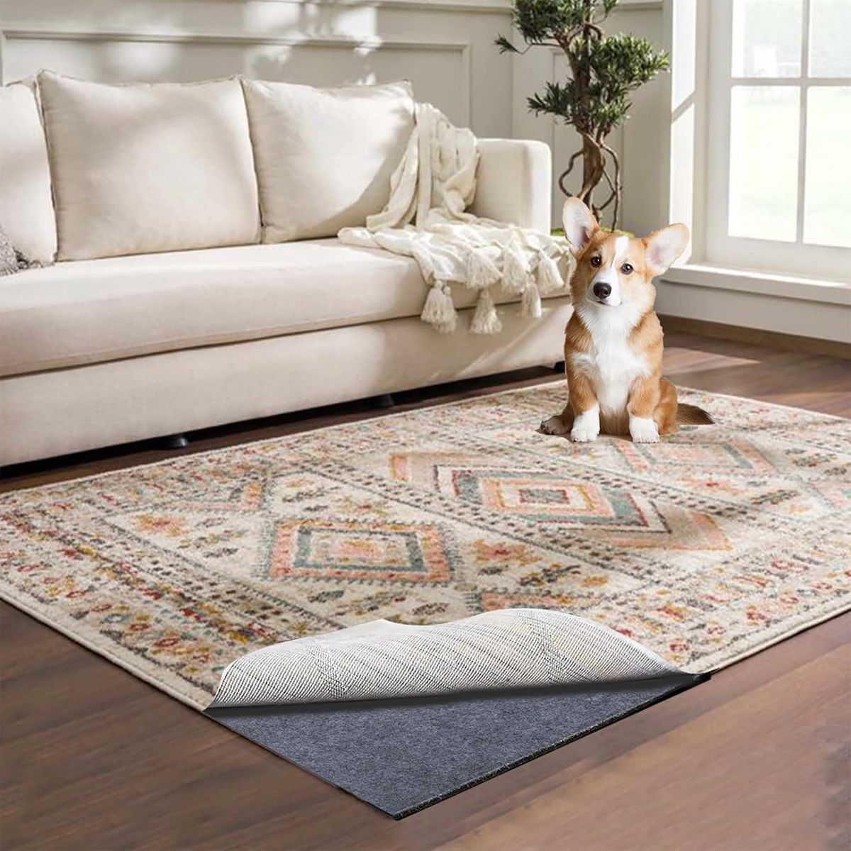NEW Waterproof Rug Pad, 10x14 Ft Under Area Rug Carpet Pad, Non Slip Rug Pads for All Floors and Hardwood Floors Finishes