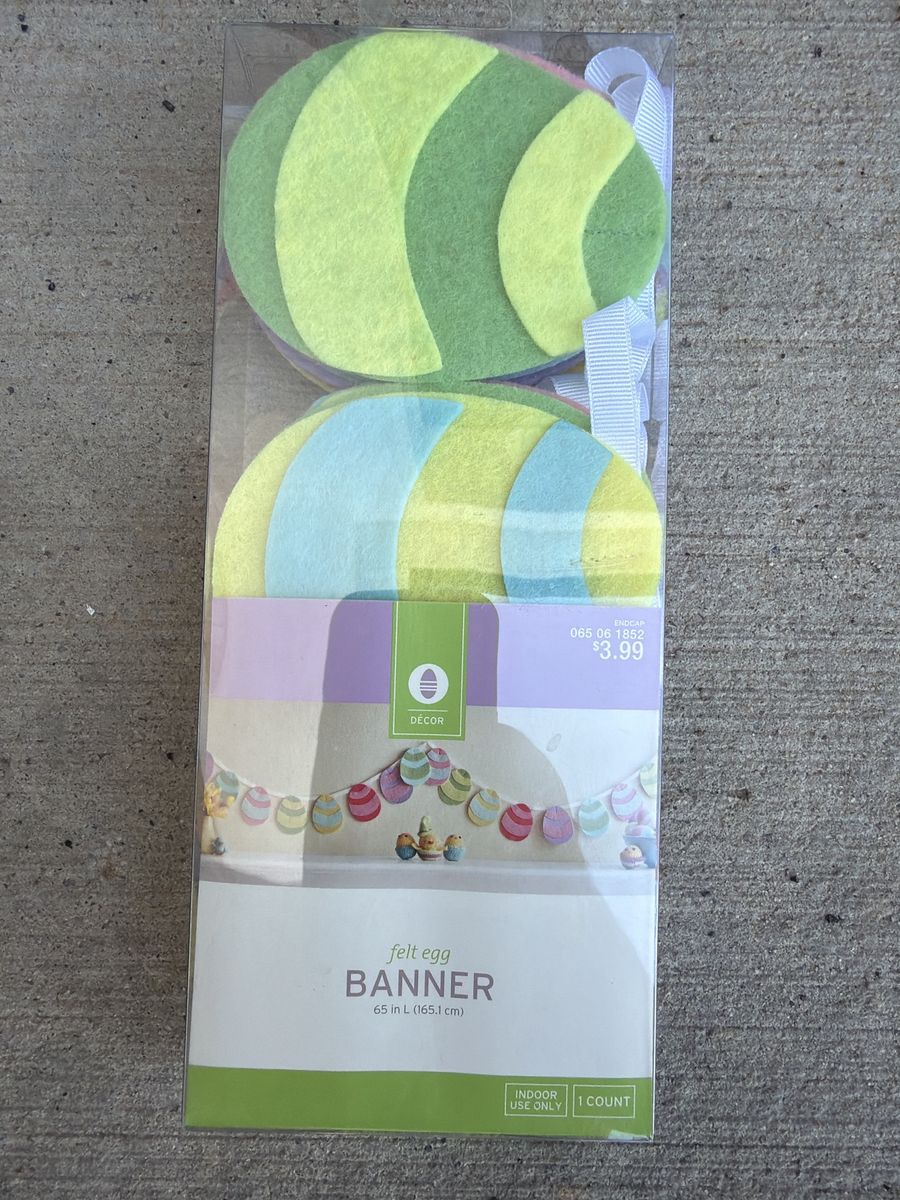 Felt Egg Banner Easter Decor 65 Inches New in Box