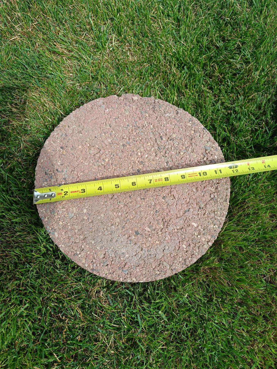 Red round garden step stone - concrete paver 12" stone.