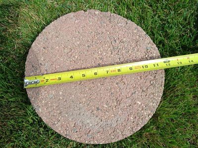 Red round garden step stone - concrete paver 12" stone.