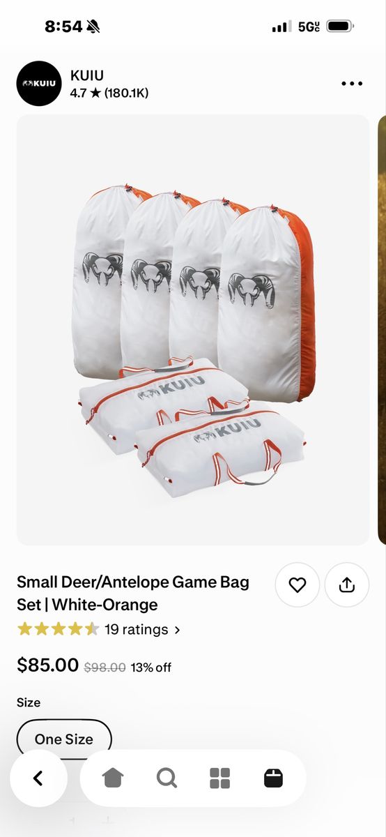 KUIU Small Deer/Antelope Game Bag Set - White/Orange, Hunting Meat Storage. Brand new. Never used