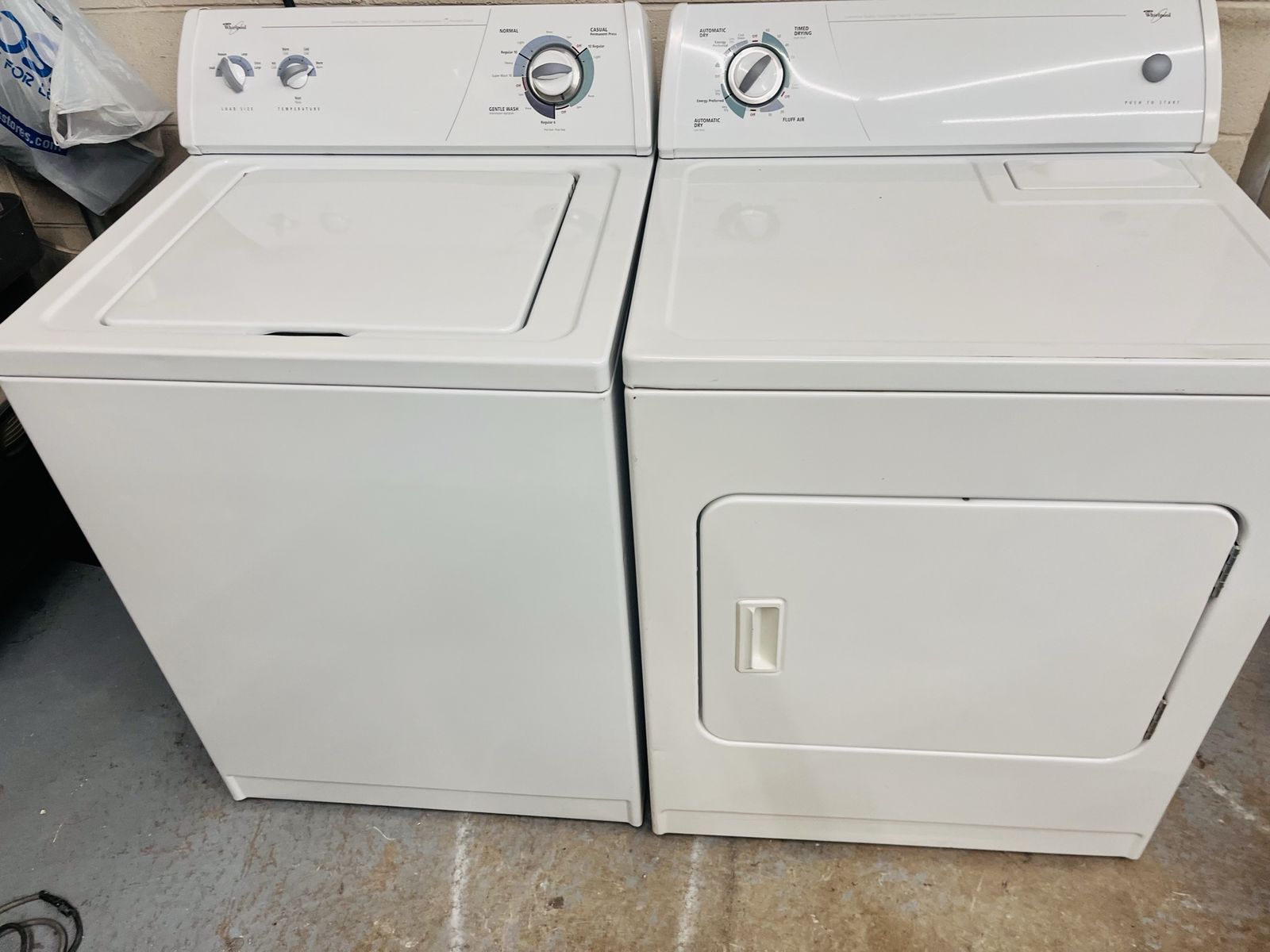 Heavy duty whirlpool washer and dryer set