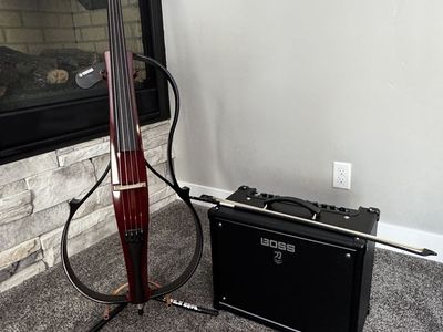 Yamaha SVC 110 Electric Cello Package w/ Boss Katana 50W Mark II Amp & EVS Bolt Carbon Fiber Bow