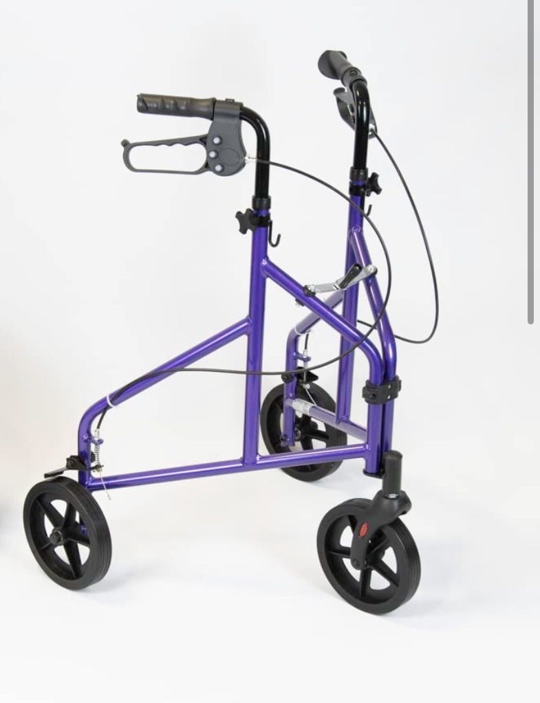 Purple Walker - 3 Wheel Mobility Aid with Hand Brakes and Folding Design 3 wheels