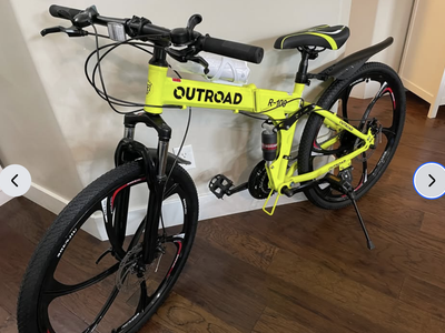 New 26" Folding Bike/Mountain Bike, 21 Speeds, Full Suspension, Dual Disc Brake, Carbon Steel