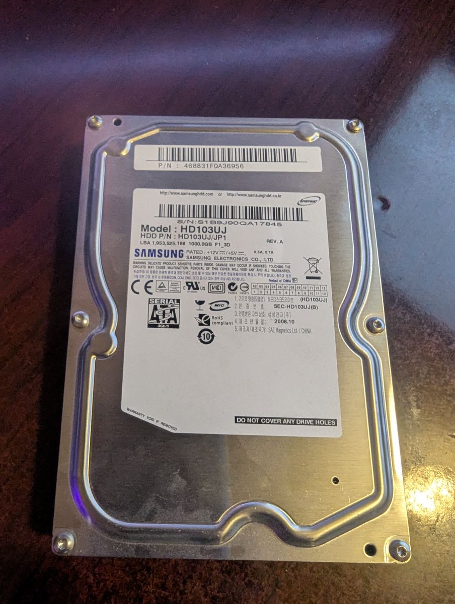 Samsung HD103UJ 1TB 7200rpm 3.5” SATA Internal Hard Drive HDD 1000GB