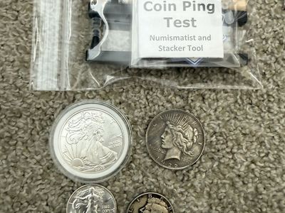 Official Pocket Pinger gold and silver tester tool with fake coins and wood stick