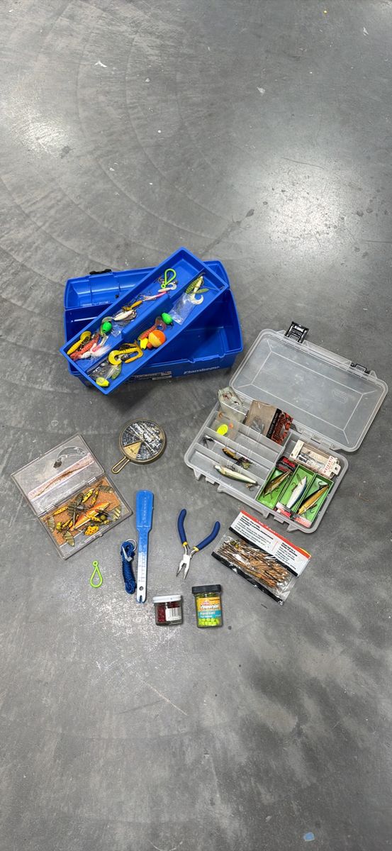 Fishing Tackle Box Loaded with Rapala Lures, Spinners & Gear