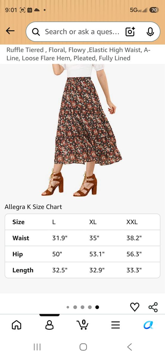 Red/brown floral skirt