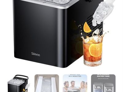 Silenn IM35 Black Portable Countertop Ice Maker - 26lbs/day, Fast Ice Production