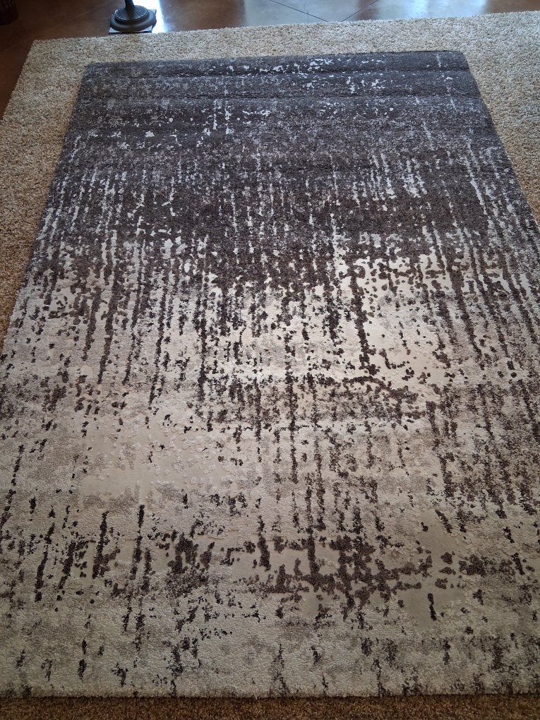 Modern Ivory & Brown Abstract Area Rug - 5'3" x 7'7" (Design VR-02)