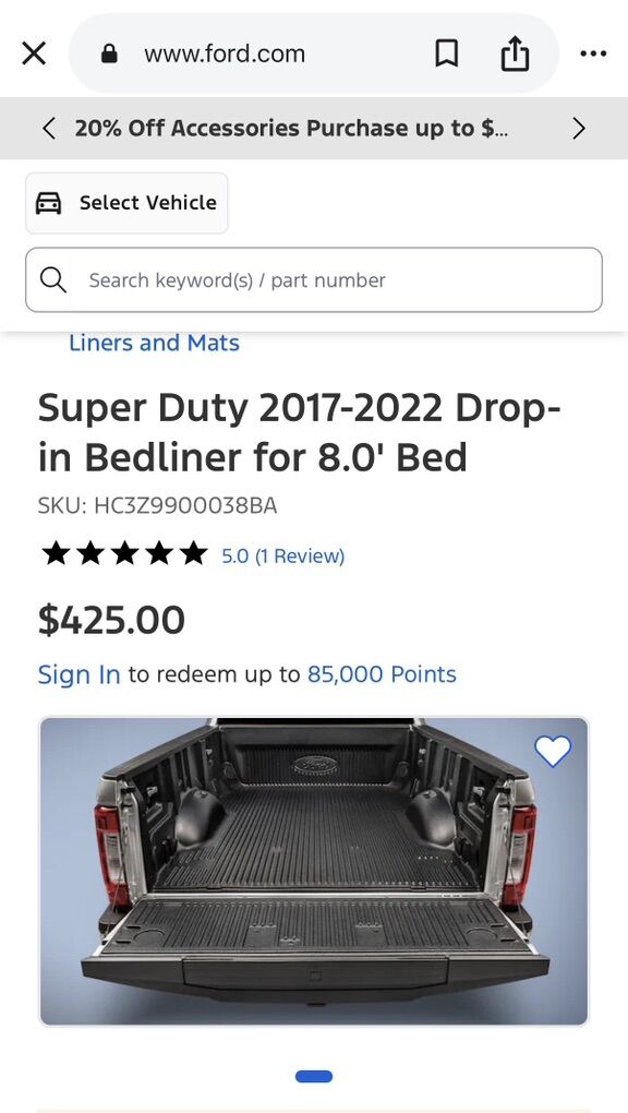 2017-2022 f350 5ft bed oem FORD bed liner