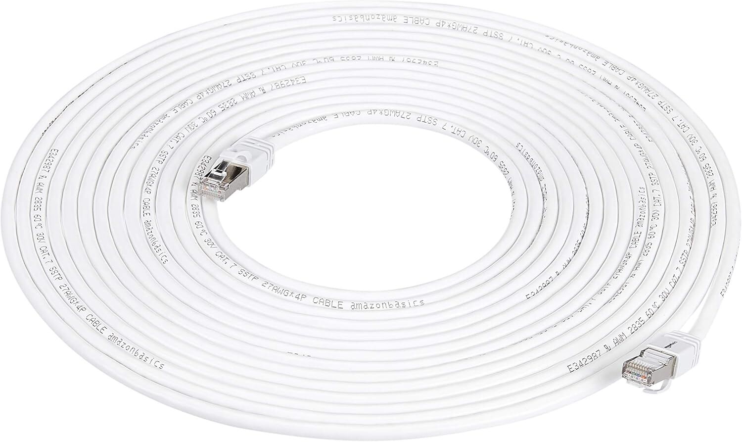 Amazon Basics RJ45 Cat 7 Ethernet Patch Cable, 50 Foot, White