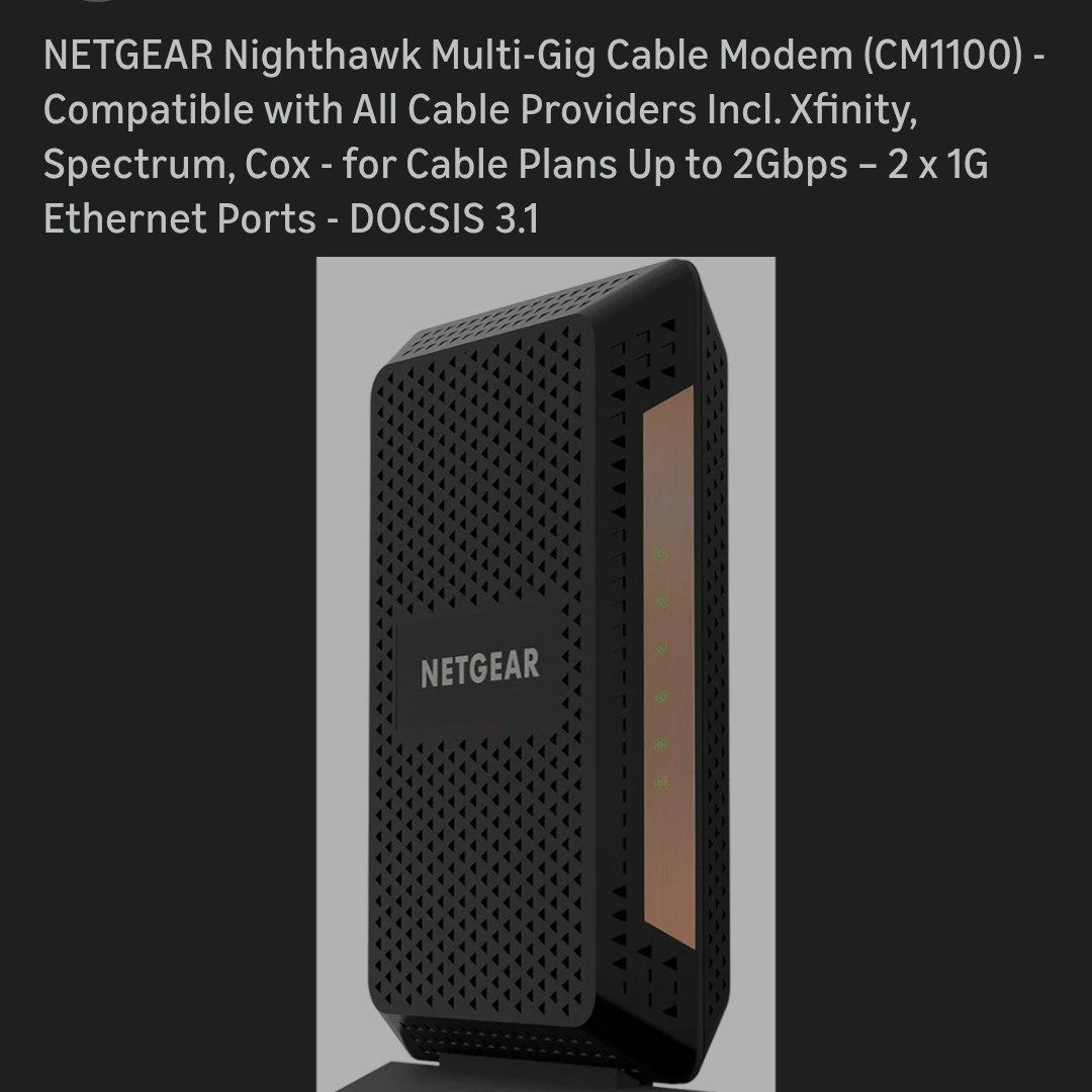 Nighthawk CM1100 Multi gig modem