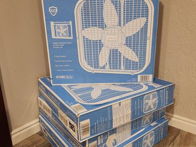 4 NEW Unopened Lasko 20" Box Fans, White (Factory Sealed)