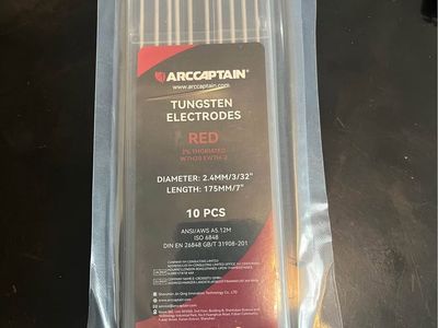 ArcCaptain tungsten electrodes, red, 3/32x7
