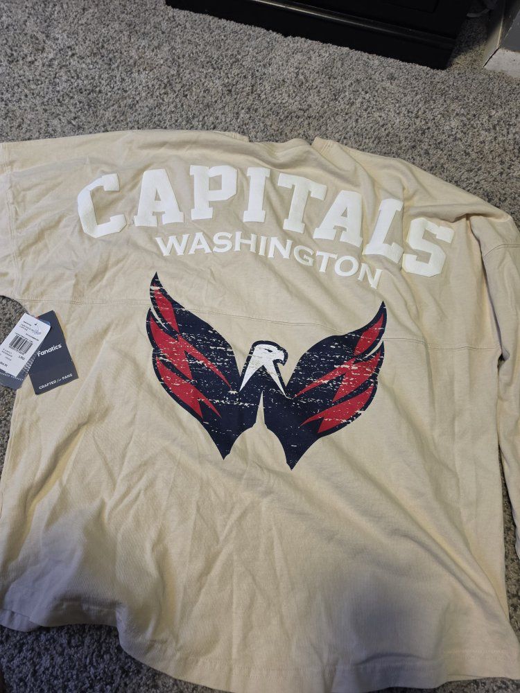 Fanatics Washington Capitals Crew Neck Jersey - LRG Chalk NHL Hockey Long Sleeve Shirt