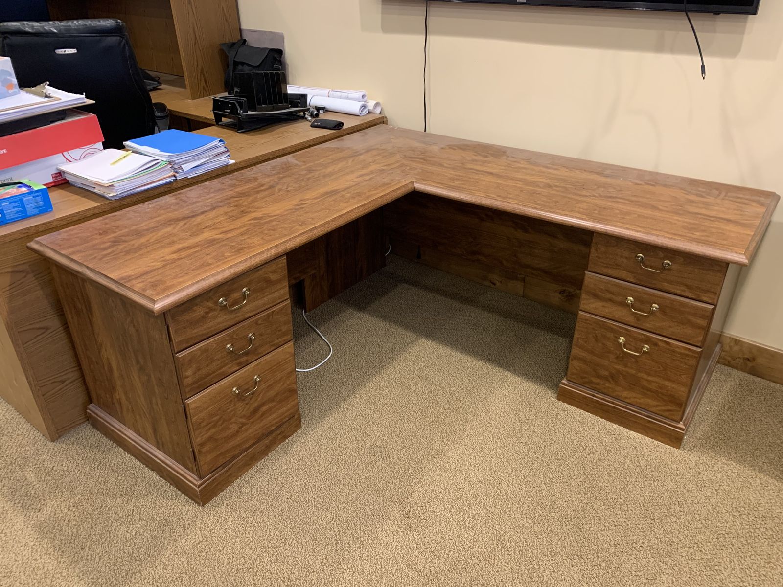 Wood Desk with Hutch