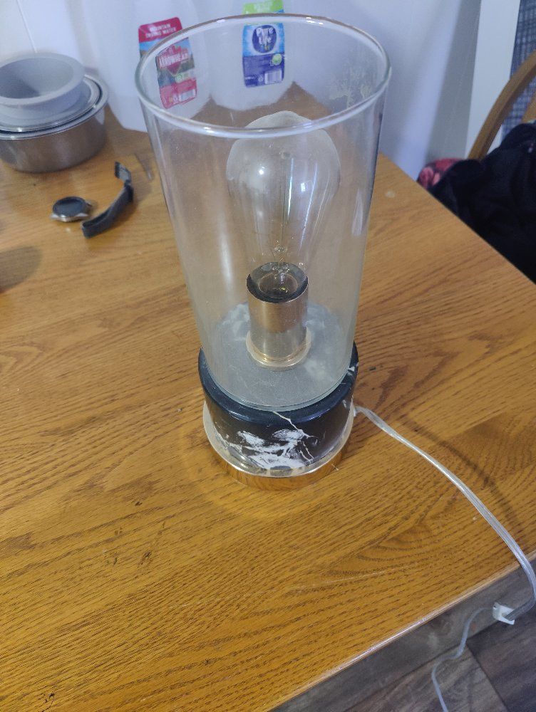 Glass and Marble Base Table Lamp - Unique Edison Bulb Design $30obo