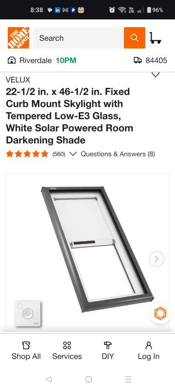 Velux Skylight with power built in shade.