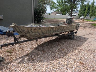 14ft Duck Hunting Jon Boat with Longtail Motor, Trailer