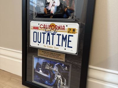 Back to the Future Signed Christopher Lloyd Car License Plate Framed BAS