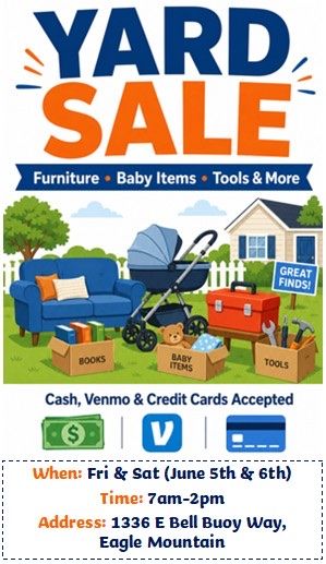 Yard/Garage Sale June 5th-6th 7am-2pm