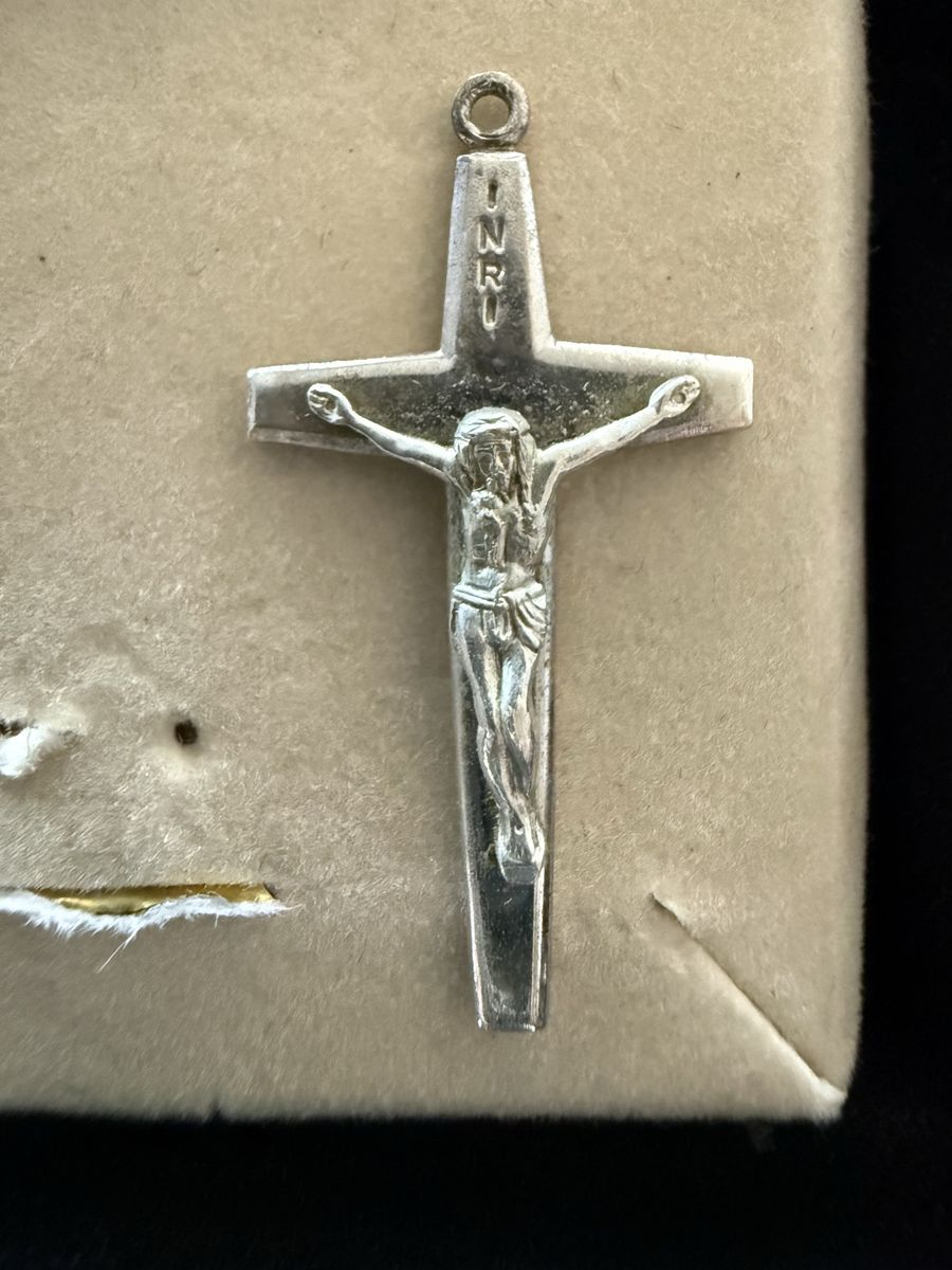 Vintage Sterling Theda INRI Crucifix Cross Religious Pendant Charm