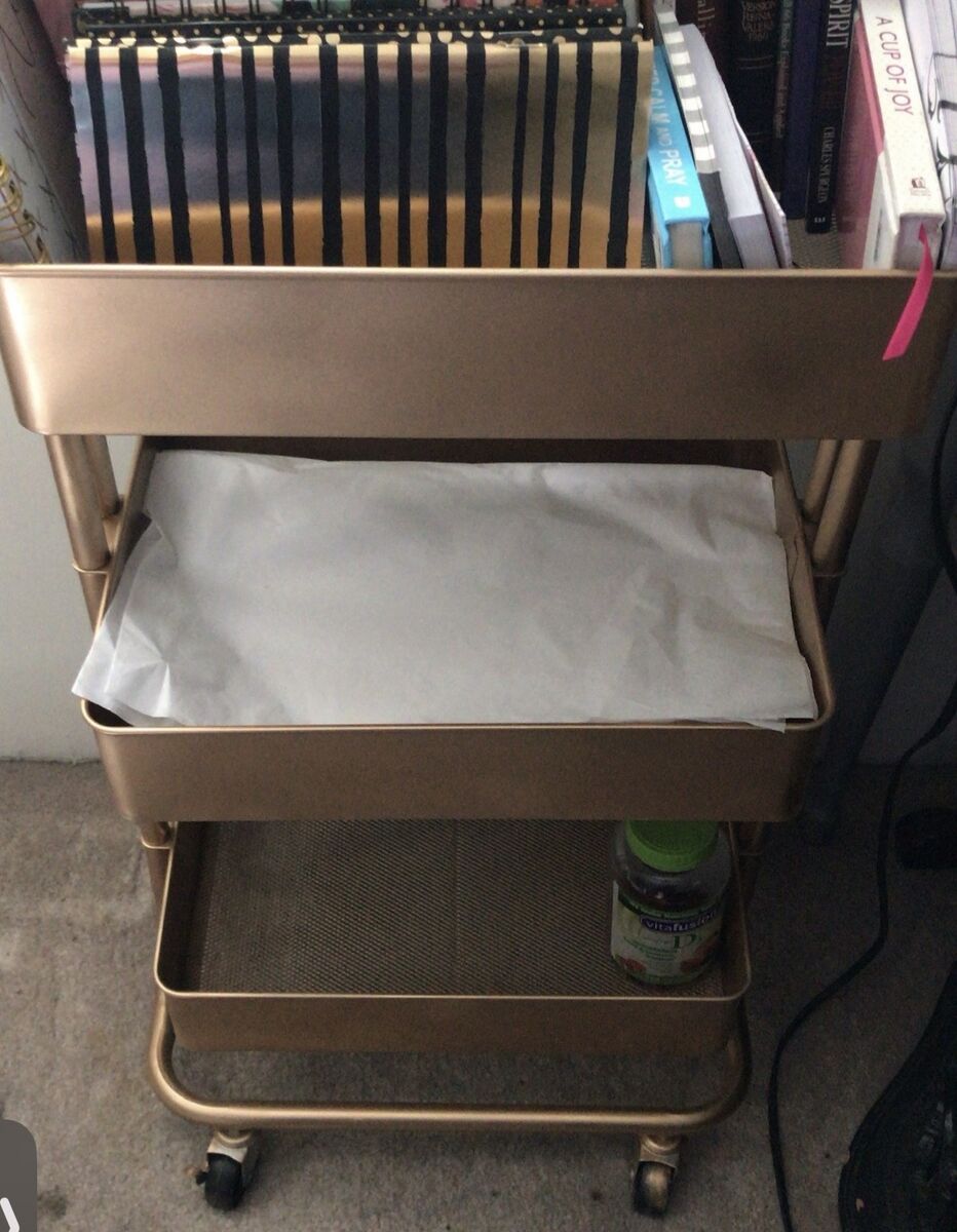 Gold 3-Tier Rolling Cart for accessories