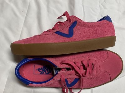 Vans Sport Pink Suede Low Top Sneakers with Blue Accents - Women's Size 7