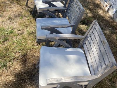 Set of 4 Wooden Patio Chairs with Cushions