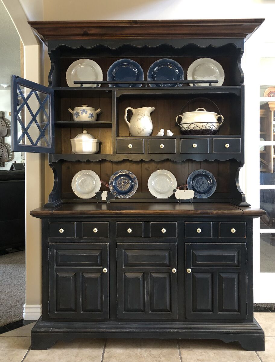 Buffet Hutch Midnight Blue Distressed