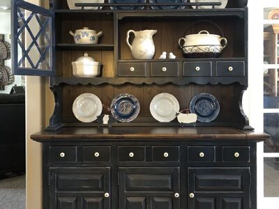 Buffet Hutch Midnight Blue Distressed