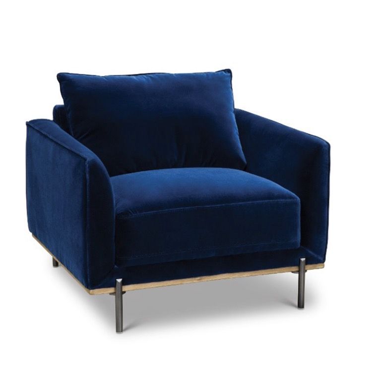 Blue Velvet Contemporary Modern lounge chairs (2)