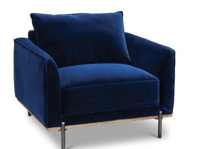 Blue Velvet Contemporary Modern lounge chairs (2)