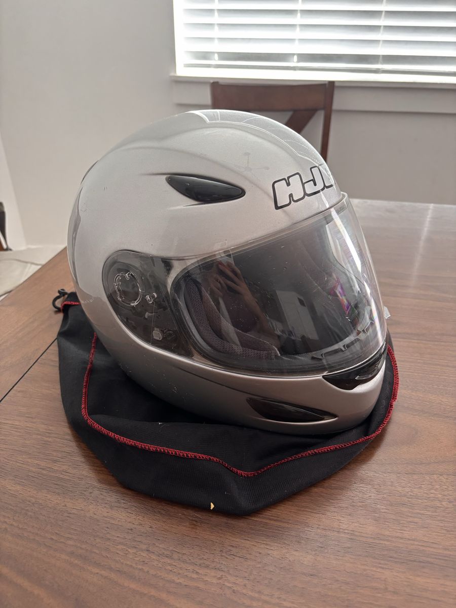 HJC CL-14 Full Face Motorcycle Helmet Silver with Bag (Large)