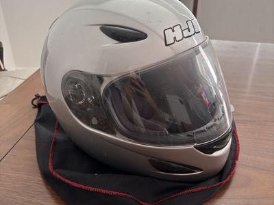 HJC CL-14 Full Face Motorcycle Helmet Silver with Bag (Large)