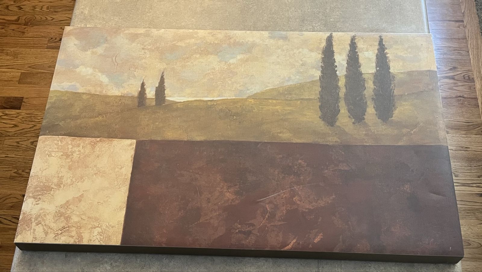 Large Landscape Canvas Wall Art Painting Brown Green Beige Earth Tones Decor