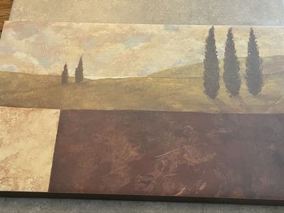 Large Landscape Canvas Wall Art Painting Brown Green Beige Earth Tones Decor