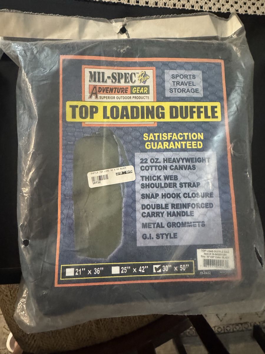 30 in Top Loading Canvas Duffle Bags with straps