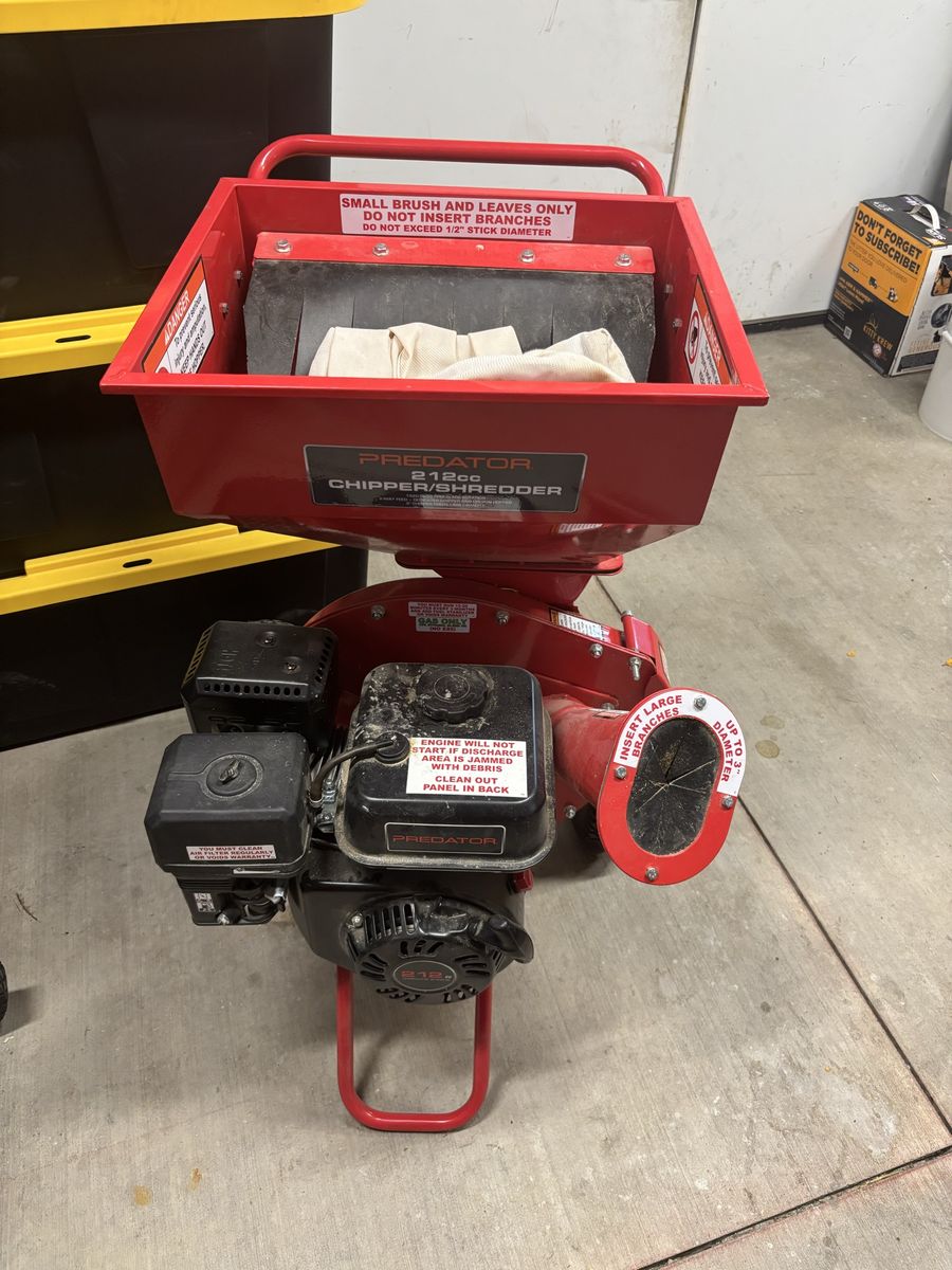 Predator 212cc Chipper/Shredder, Red, Heavy Duty Wood Chipper